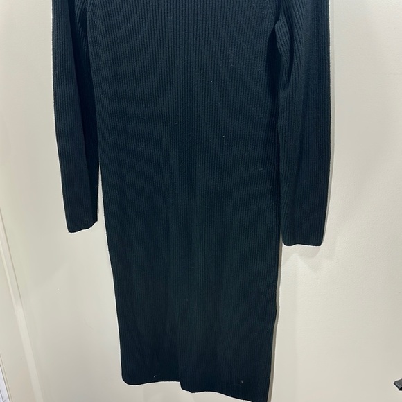 GAP Black Turtleneck Rib Midi Long Sleeve Sweater Dress Large - Picture 8 of 9